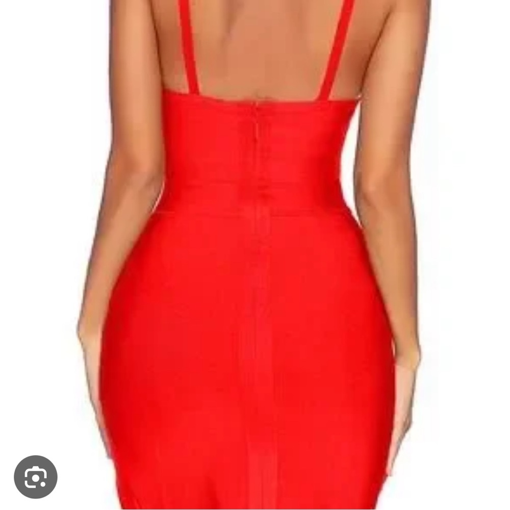 by the way. Red Plunge Neck Bodycon Mini Dress - Picture 2 of 4